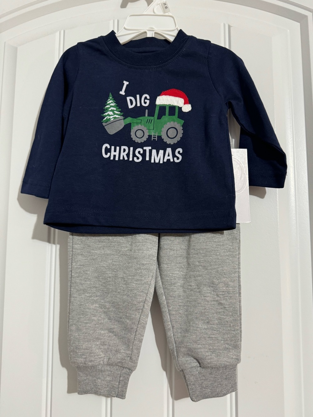 Cute Planet Cotton size newborn blue gray Dig Christmas shirt pants outfit new